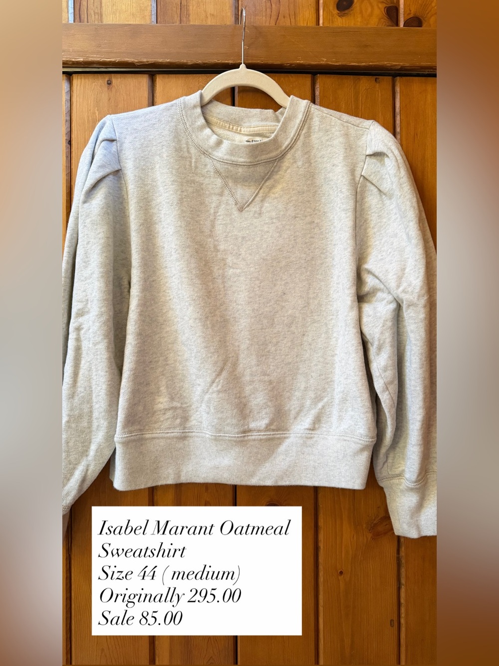 Isabel Marant Oatmeal Puff-Shoulder Crewneck Sweater